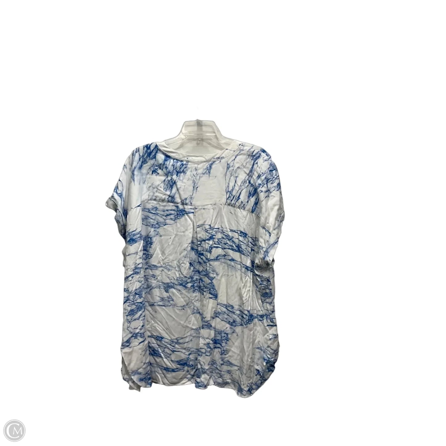 Top Short Sleeve By Rose And Olive In Blue & White, Size: 1x