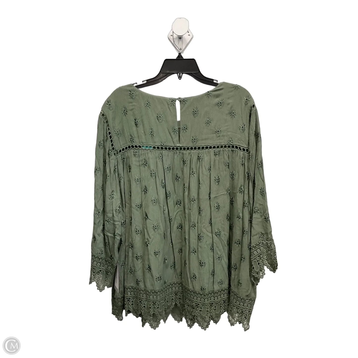 Top 3/4 Sleeve By Daniel Rainn In Green, Size: 3x