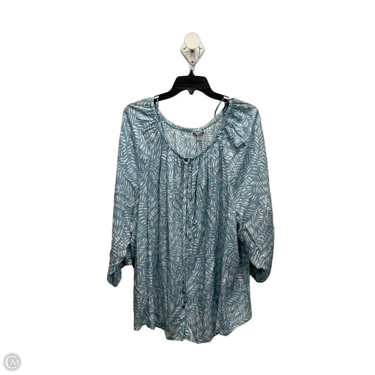 Top 3/4 Sleeve By Nic + Zoe In Blue & White, Size: 3x