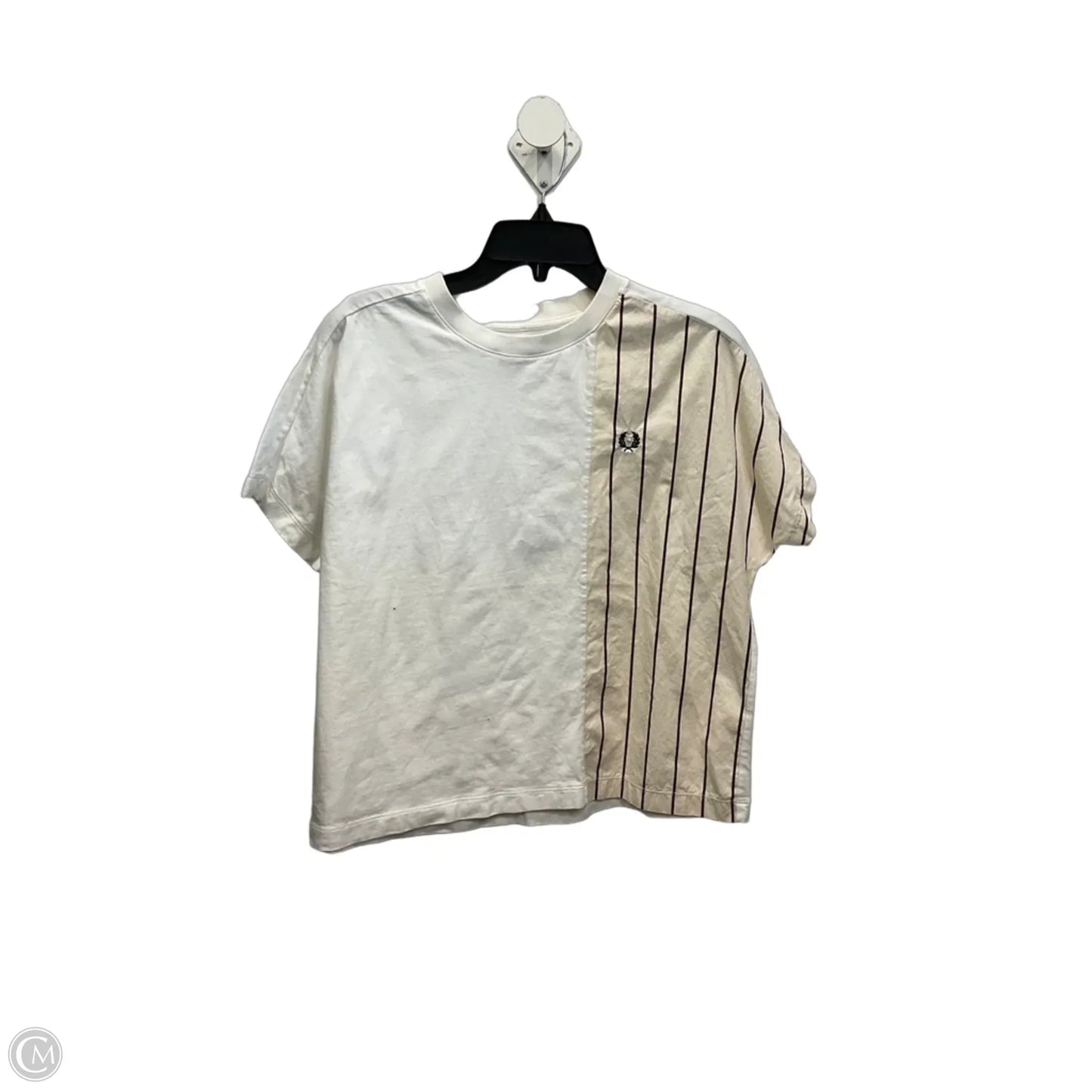 Top Short Sleeve By Cmc In Cream & White, Size: M
