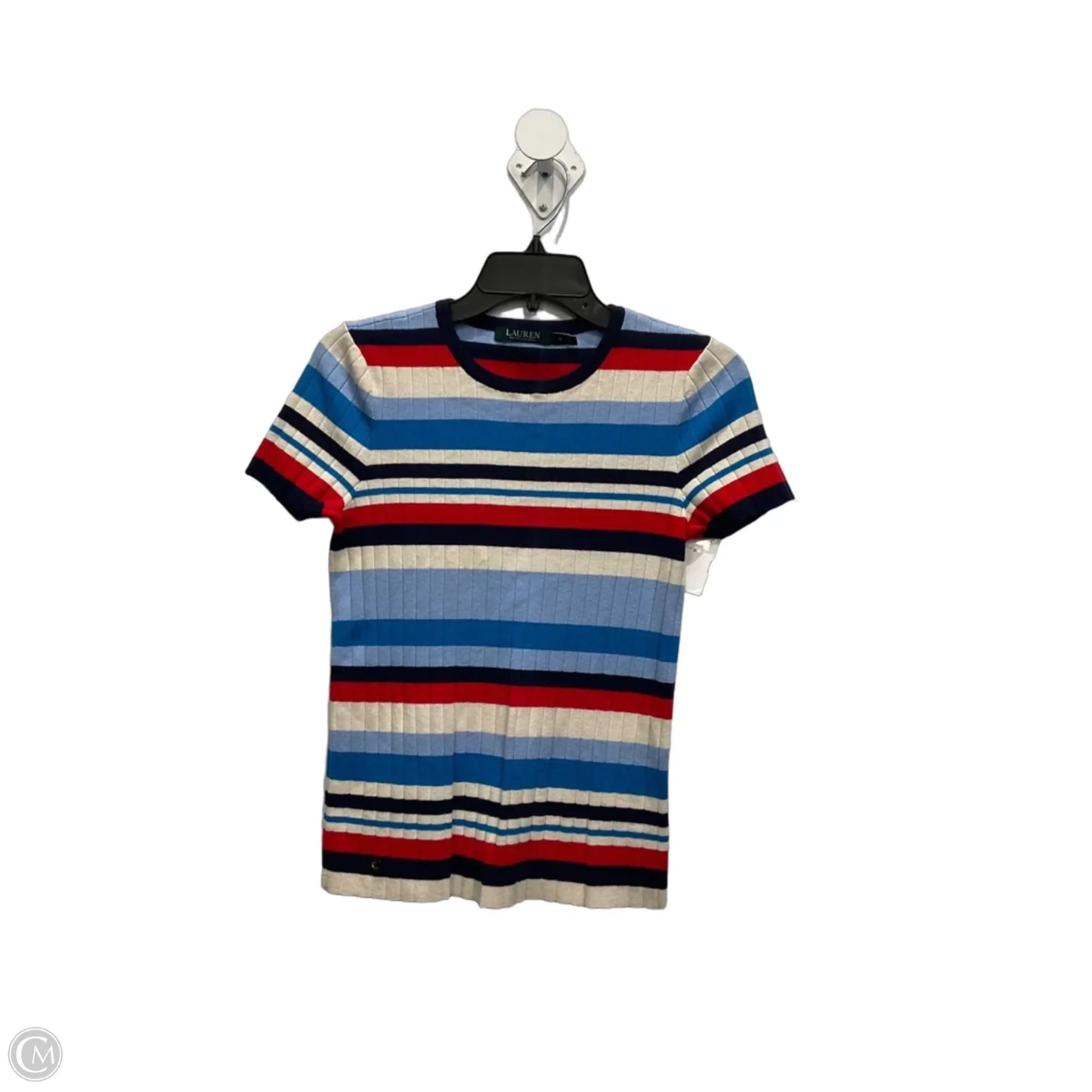 Top Short Sleeve By Lauren By Ralph Lauren In Blue & Red & White, Size: M