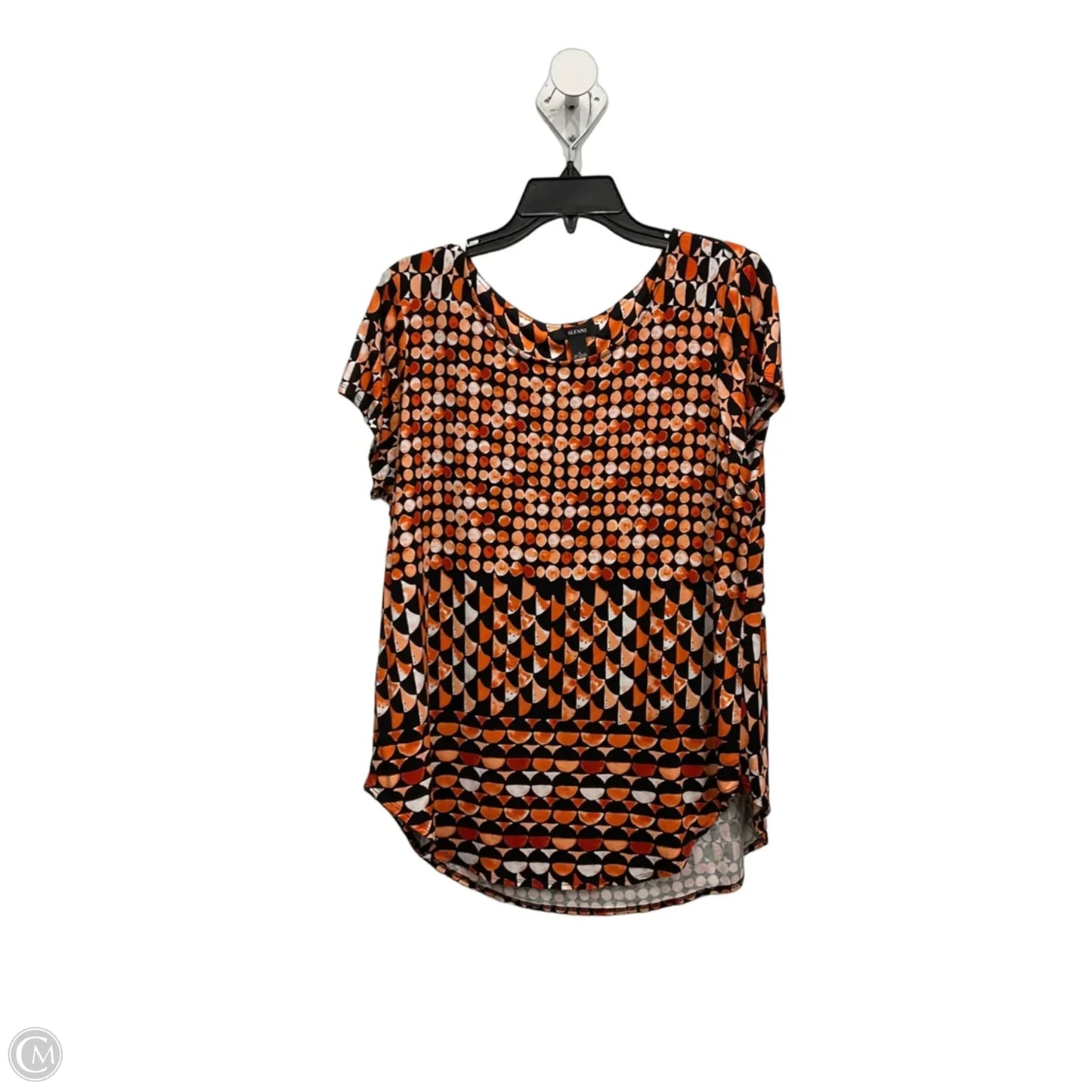 Top Short Sleeve By Alfani In Black & Orange, Size: L