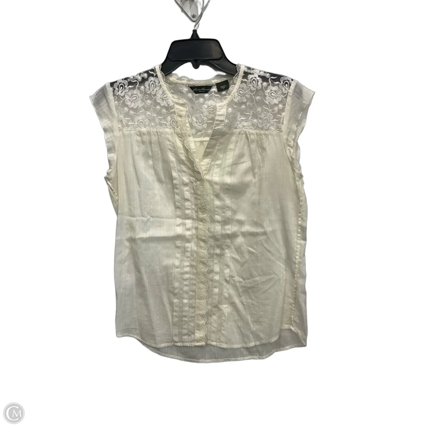 Blouse Sleeveless By Eddie Bauer In Cream, Size: S