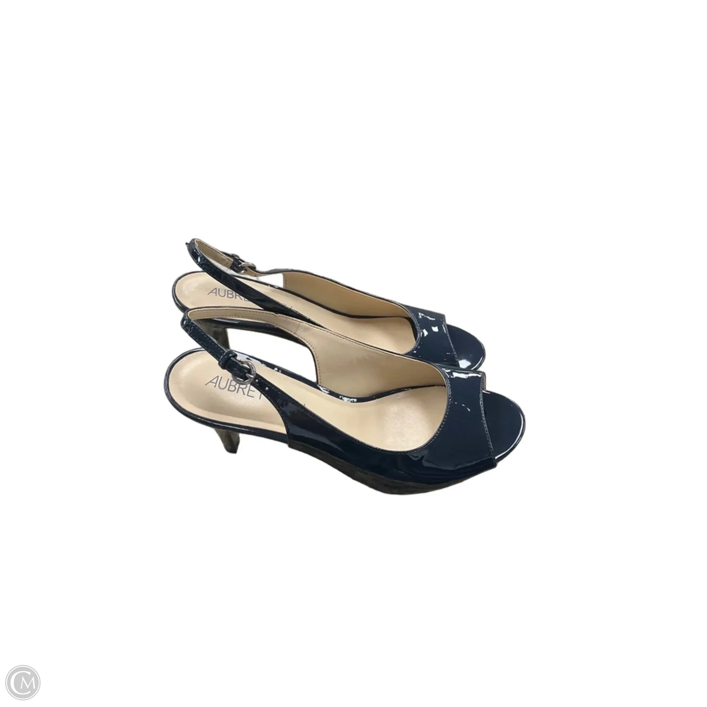Sandals Heels Kitten By Clothes Mentor In Navy, Size: 7.5