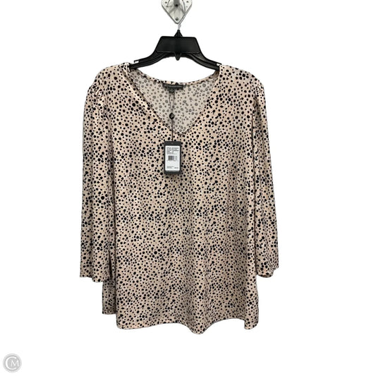 Top 3/4 Sleeve By Adrianna Papell In Black & Pink, Size: 1x
