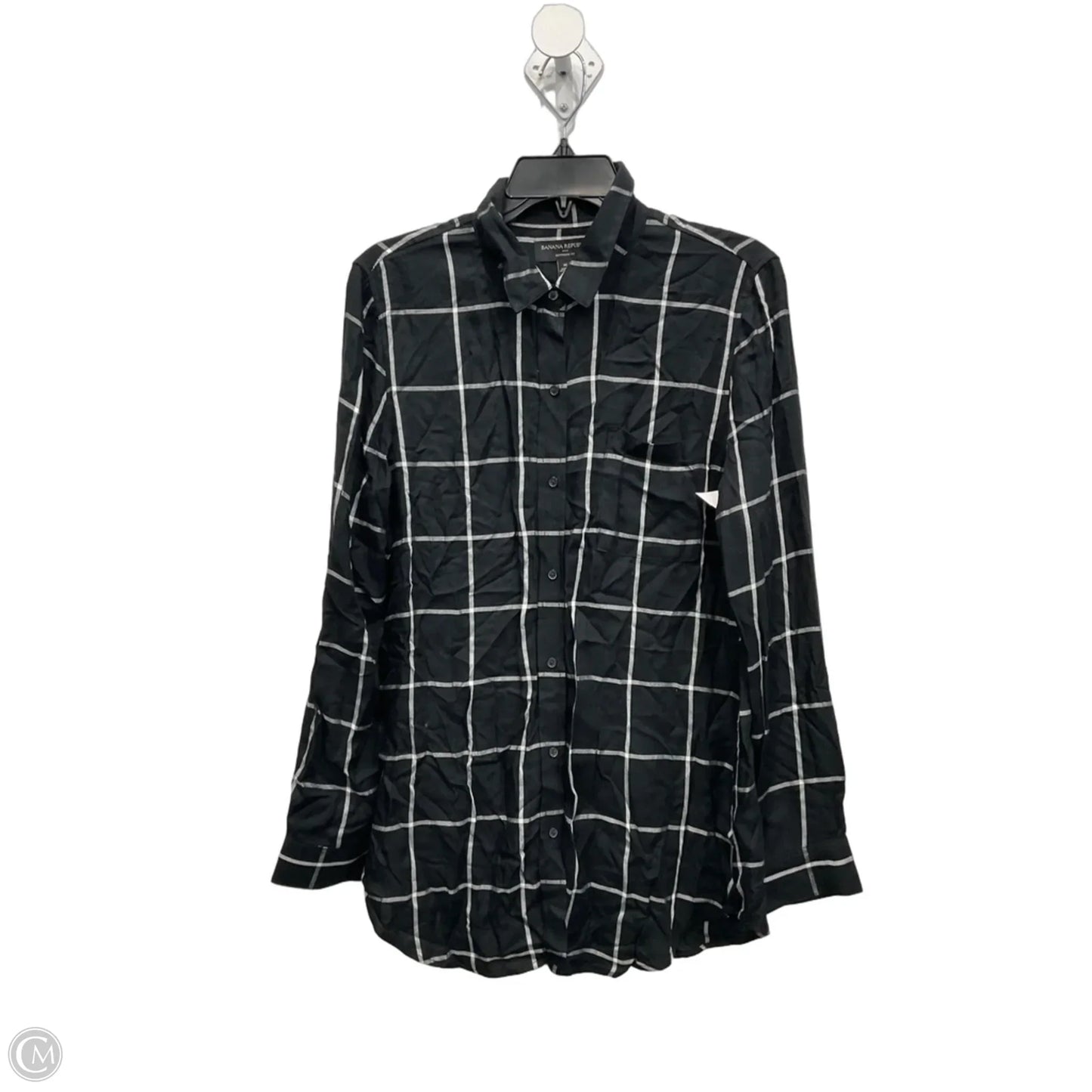 Blouse Long Sleeve By Banana Republic In Black & White, Size: M