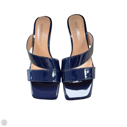 Sandals Heels Block By Clothes Mentor In Navy, Size: 8