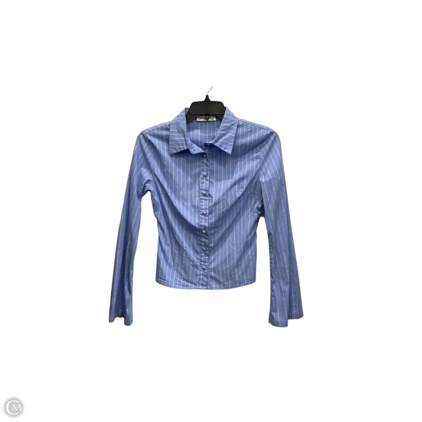 Blouse Long Sleeve By Princess Polly In Blue & White, Size: Xs