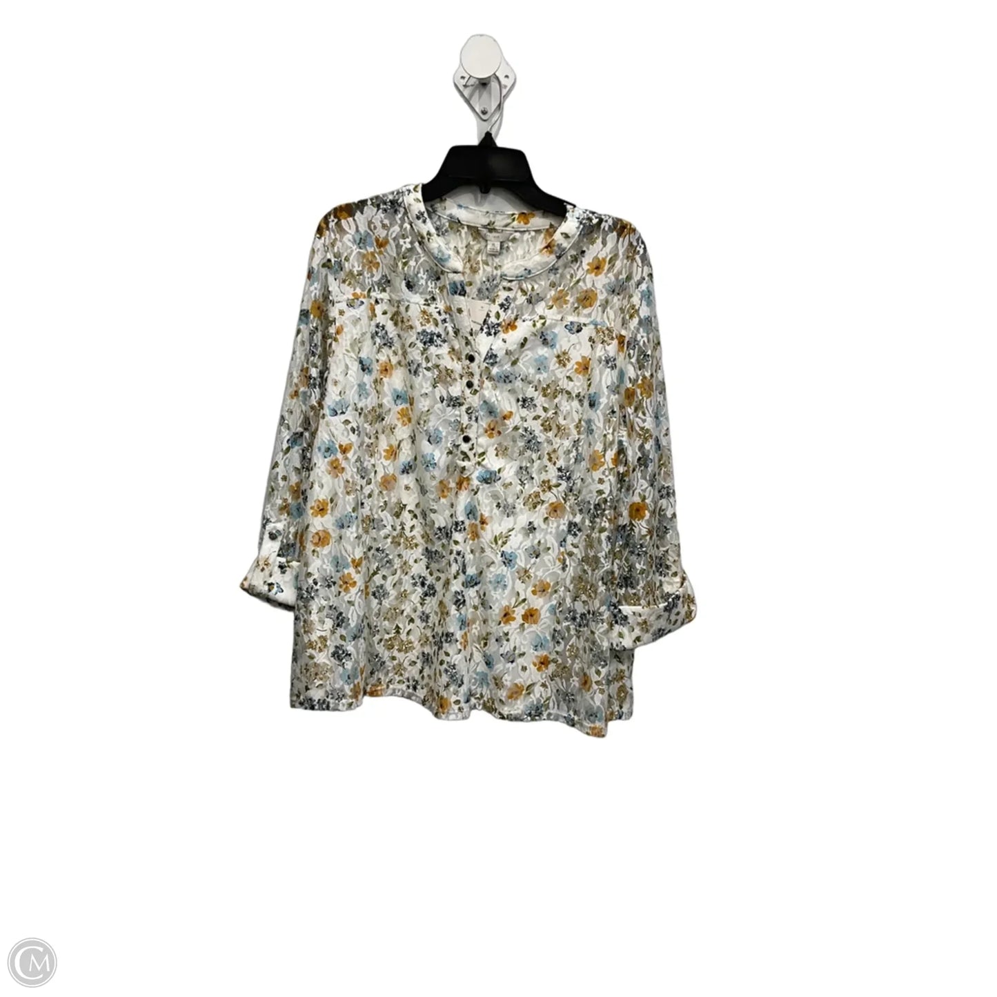 Top Long Sleeve By C Est. 1946 In Floral Print, Size: Xl
