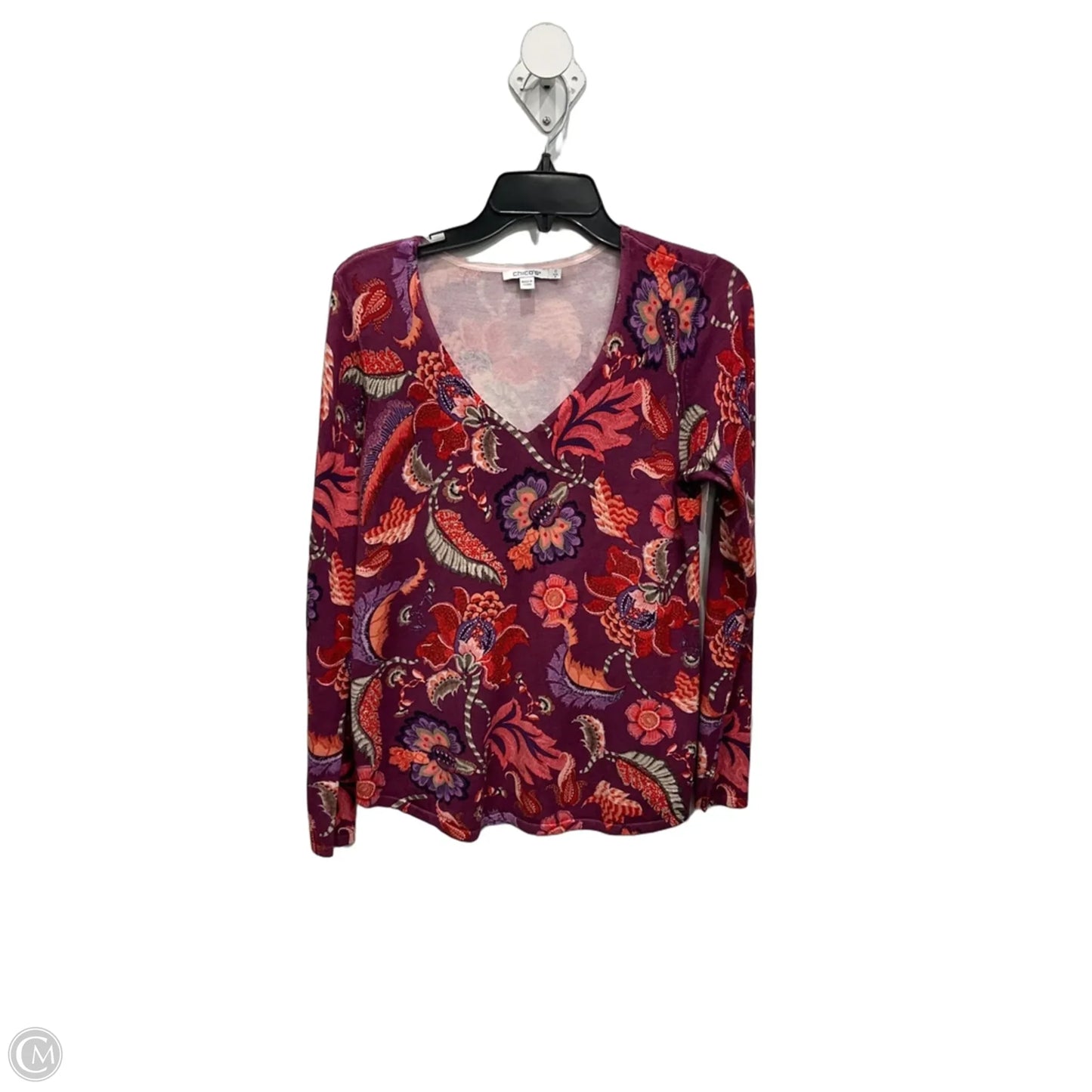 Top Long Sleeve By Chicos In Floral Print, Size: S
