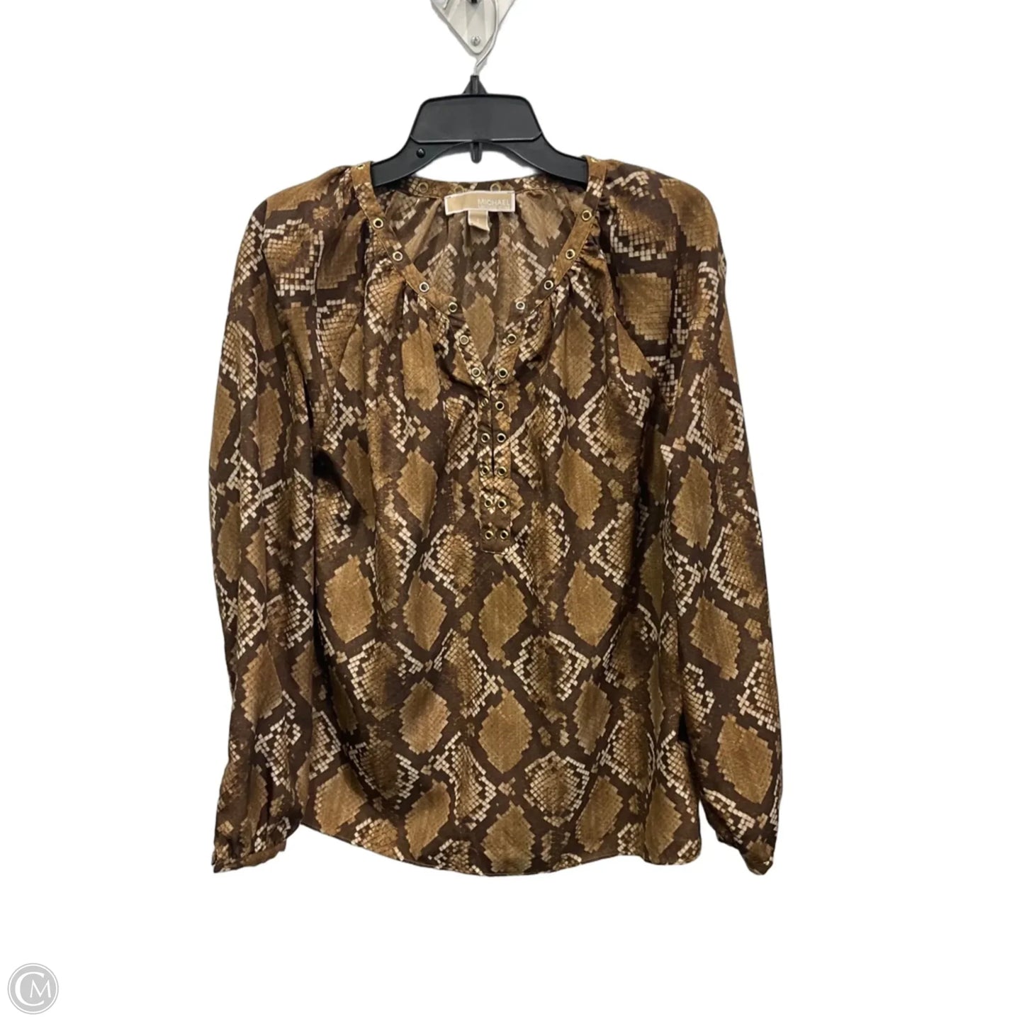 Top Long Sleeve By Michael By Michael Kors In Snakeskin Print, Size: S