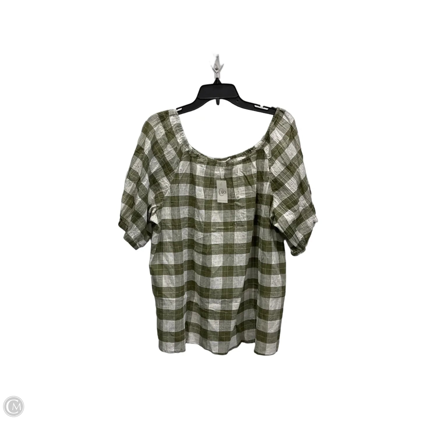 Top Short Sleeve By Cato In Green & White, Size: Xl