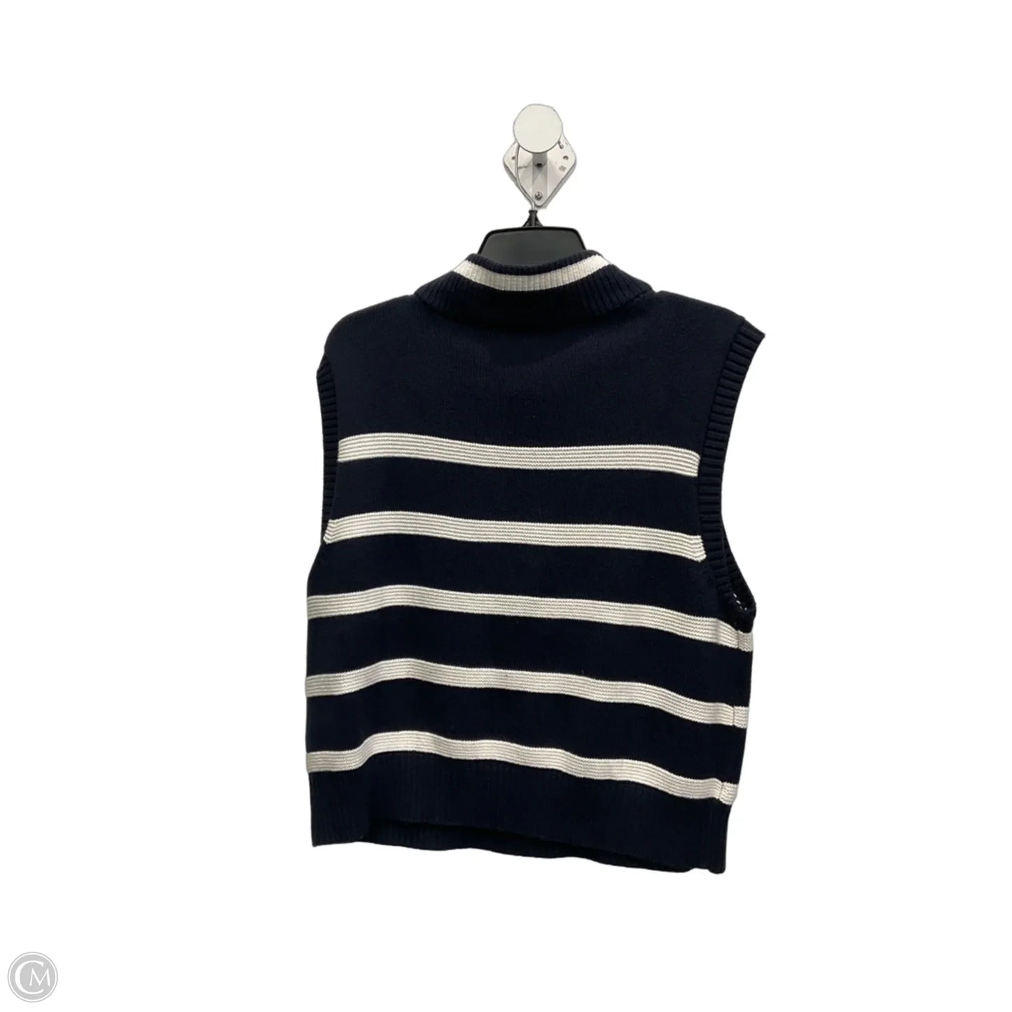 Vest Sweater By Talbots In Blue & White, Size: Lp