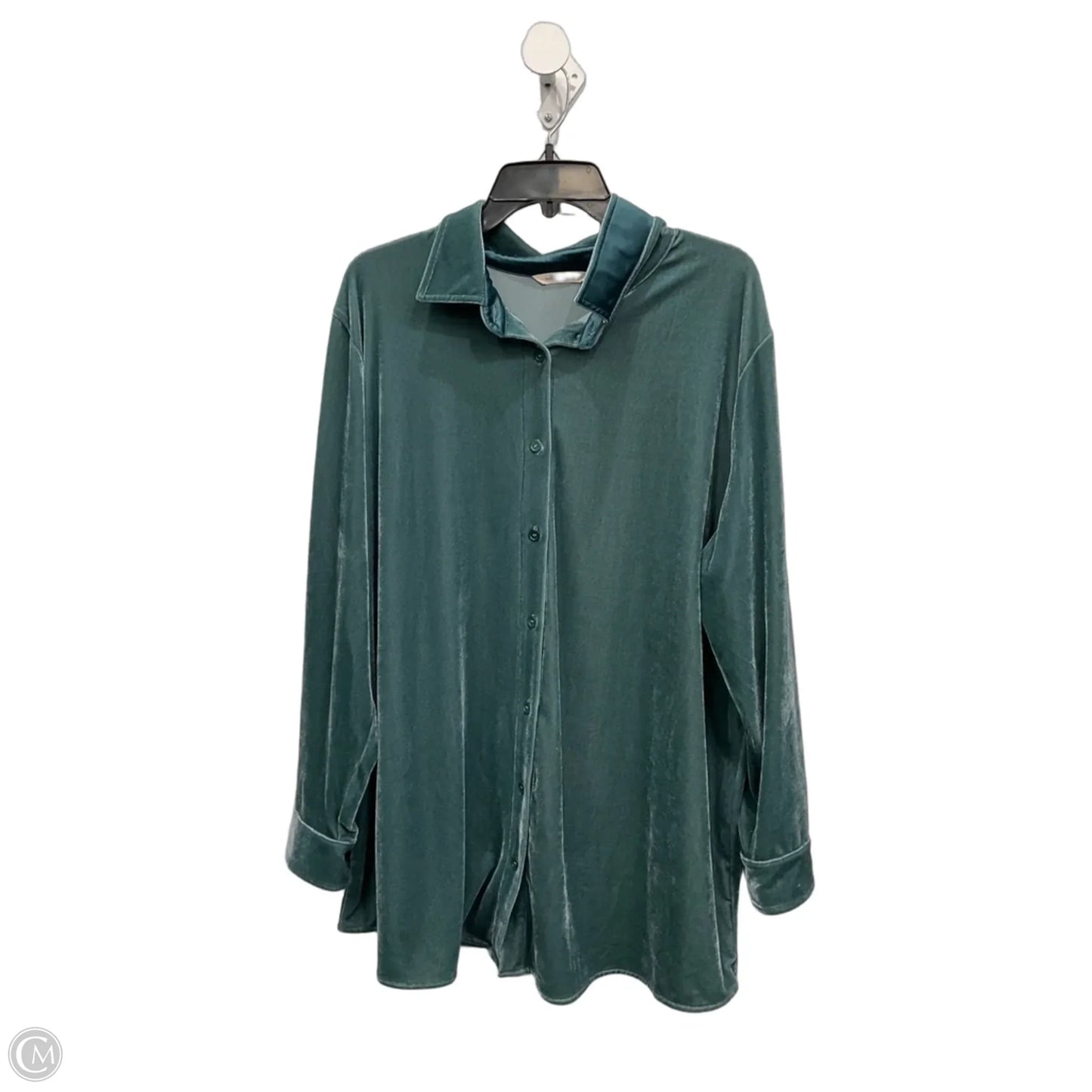 Blouse Long Sleeve By Soft Surroundings In Green, Size: 2x