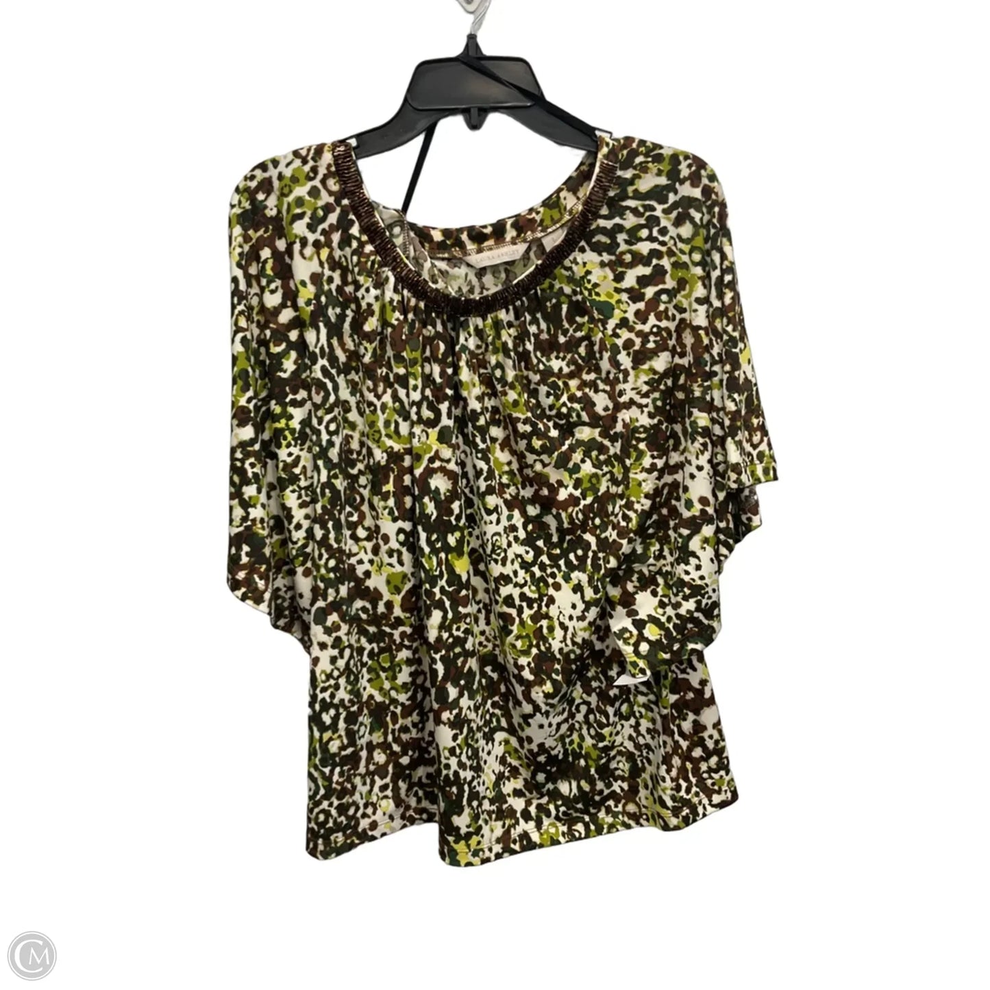 Top Short Sleeve By Laura Ashley In Brown & Green, Size: L