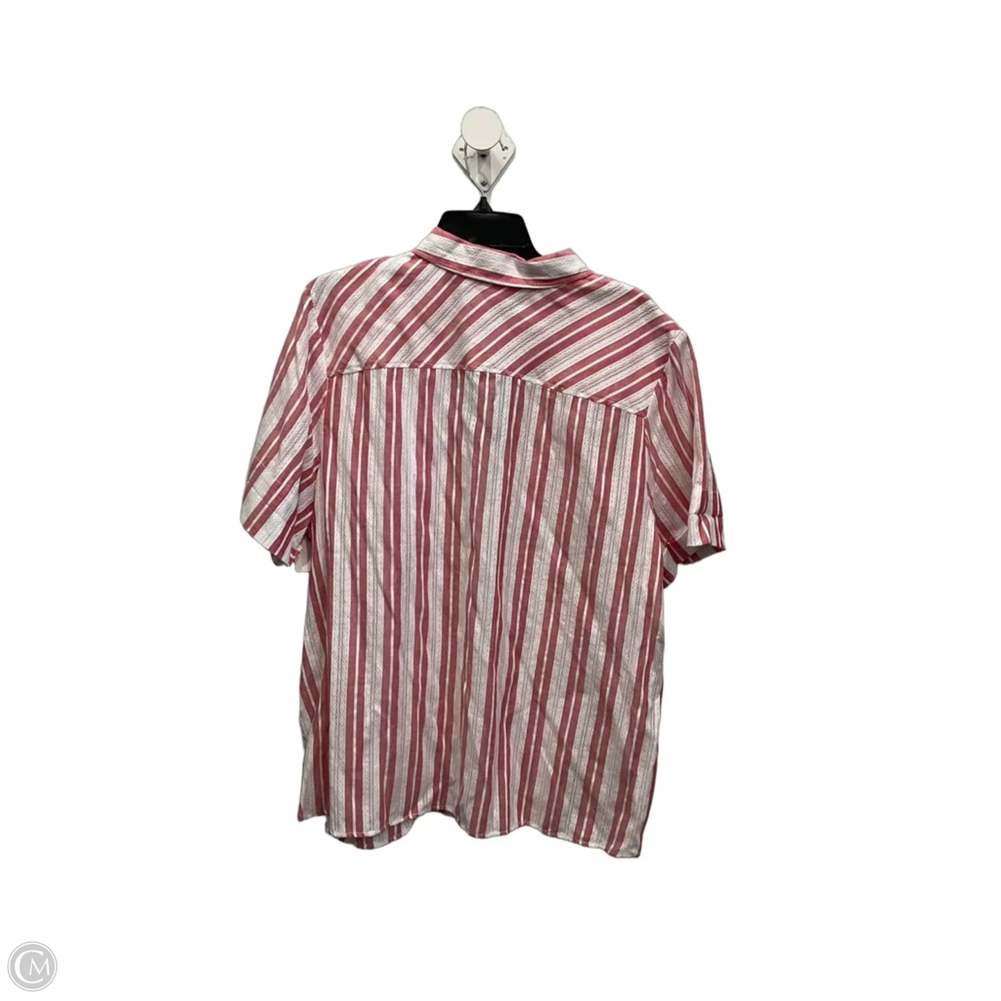 Blouse Short Sleeve By Tommy Hilfiger In Pink & White, Size: 1x