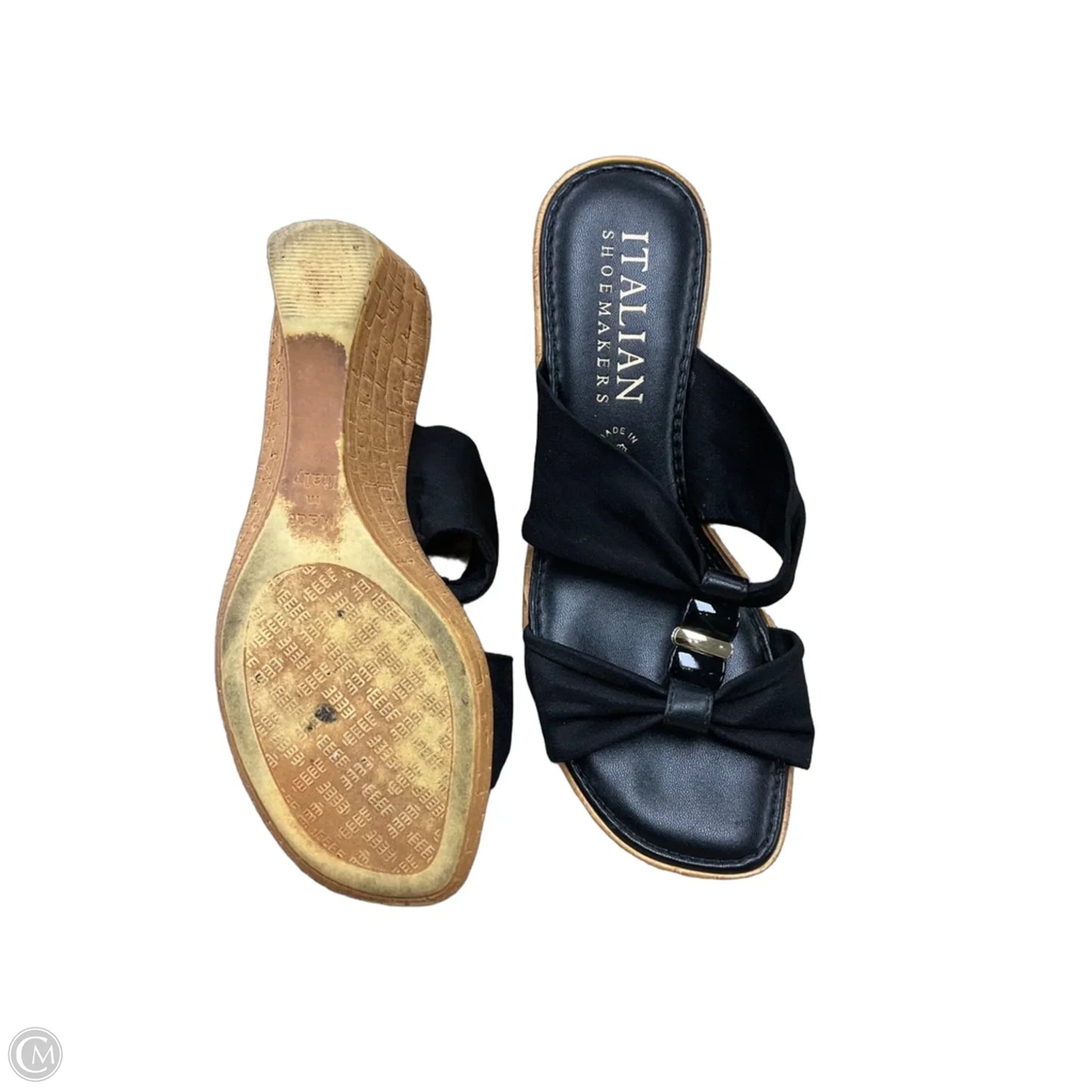 Sandals Heels Block By Italian Shoemakers In Black, Size: 7