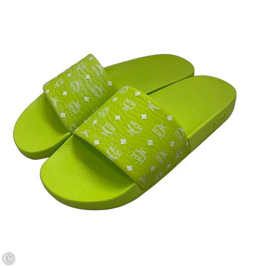 Sandals Luxury Designer By Mcm In Green, Size: 9