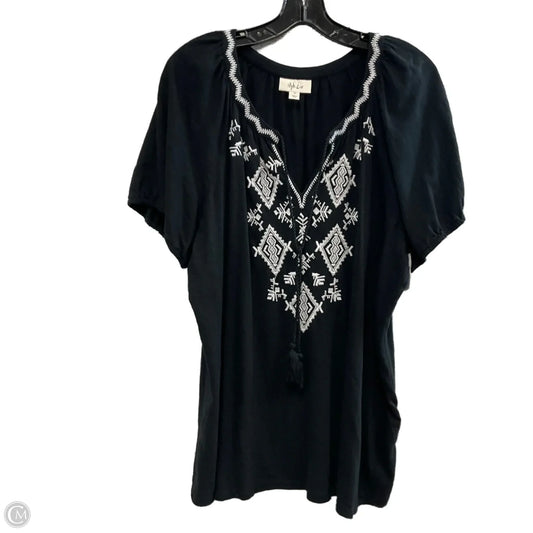 Top Short Sleeve By Style And Company In Black & White, Size: 1x