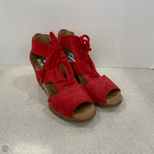 Sandals Heels Wedge By Sorel In Red, Size: 8