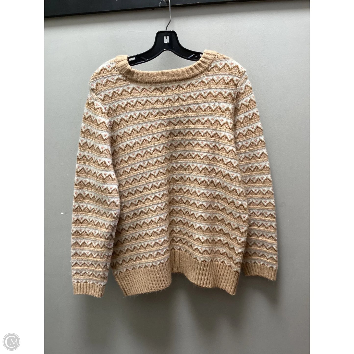 Sweater By Croft And Barrow In Brown & Cream, Size: Xxl