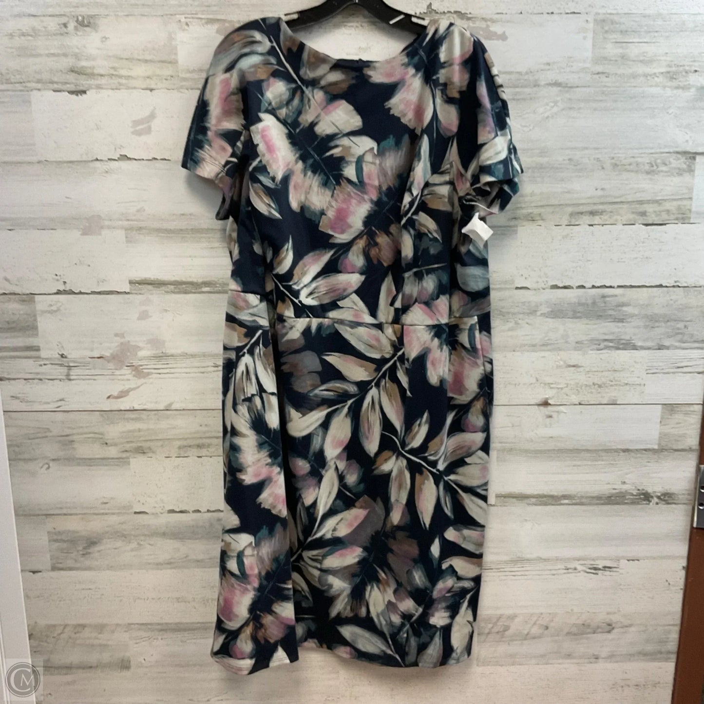 Dress Casual Midi By London Times In Blue & Pink, Size: 3x