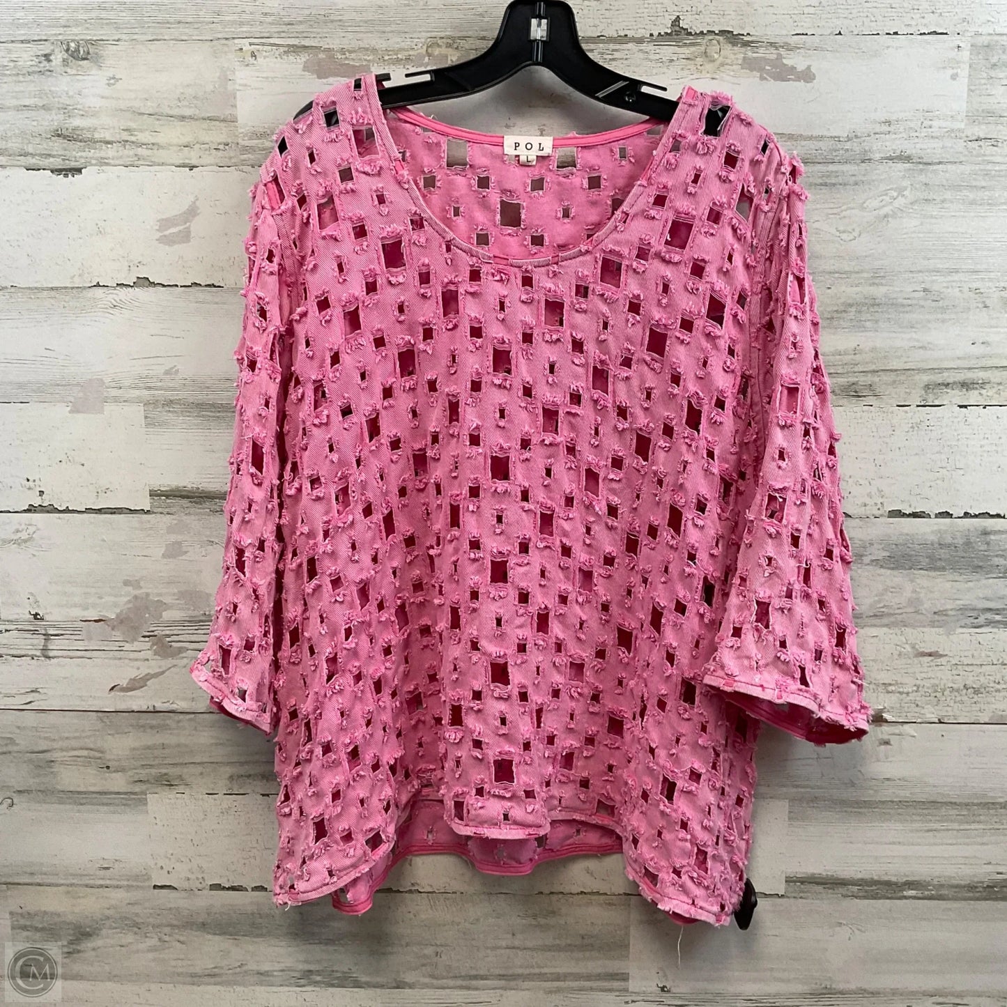 Top 3/4 Sleeve By Pol In Pink, Size: L
