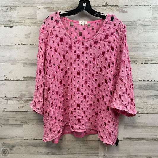 Top 3/4 Sleeve By Pol In Pink, Size: L