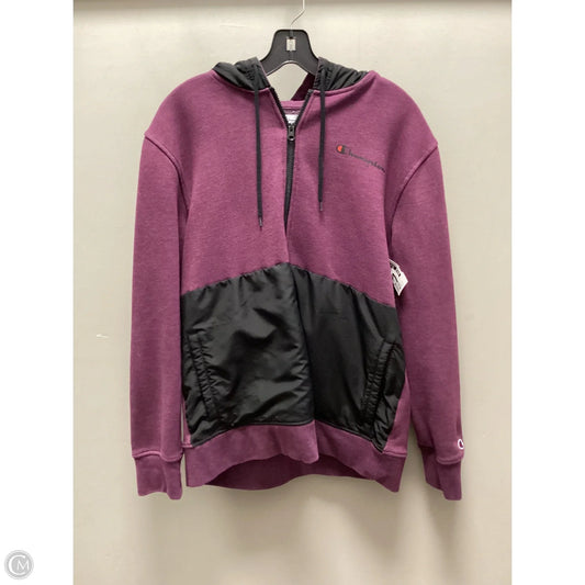 Sweatshirt Hoodie By Champion In Purple, Size: L