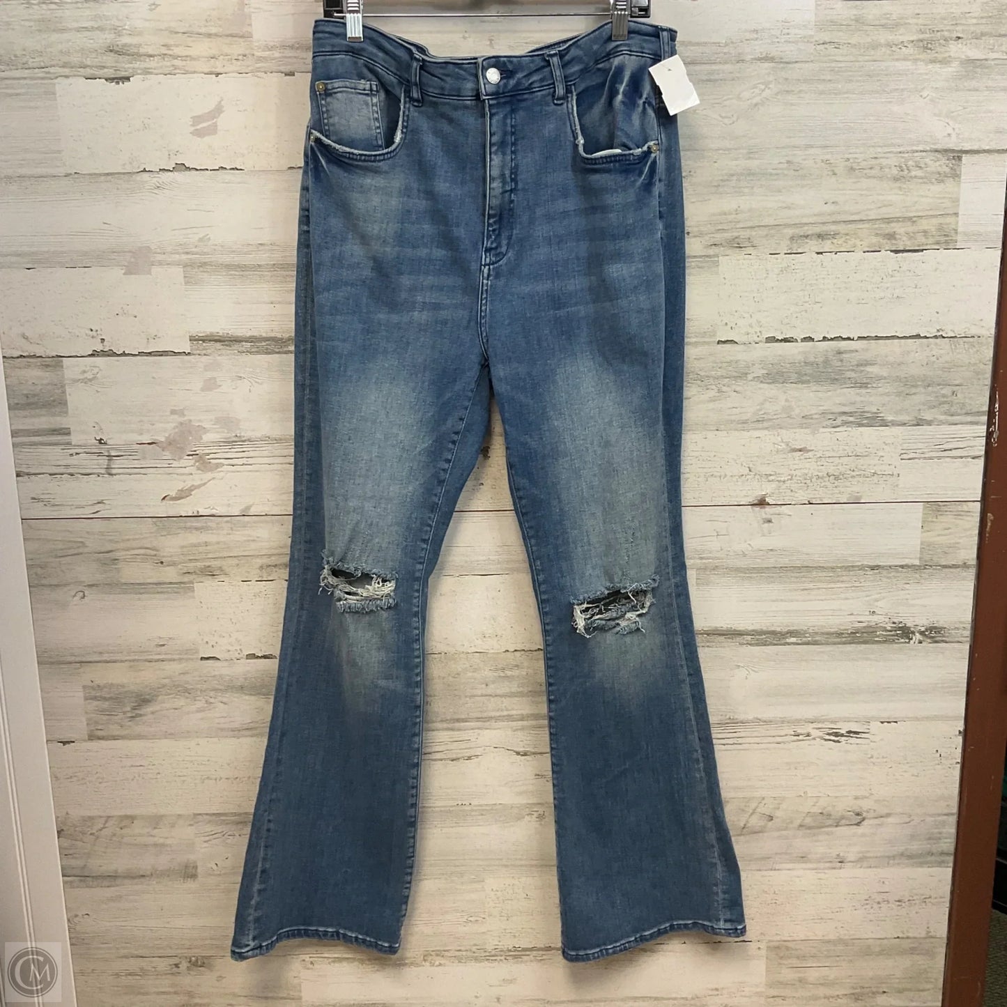 Jeans Flared By Pilcro In Blue Denim, Size: 14