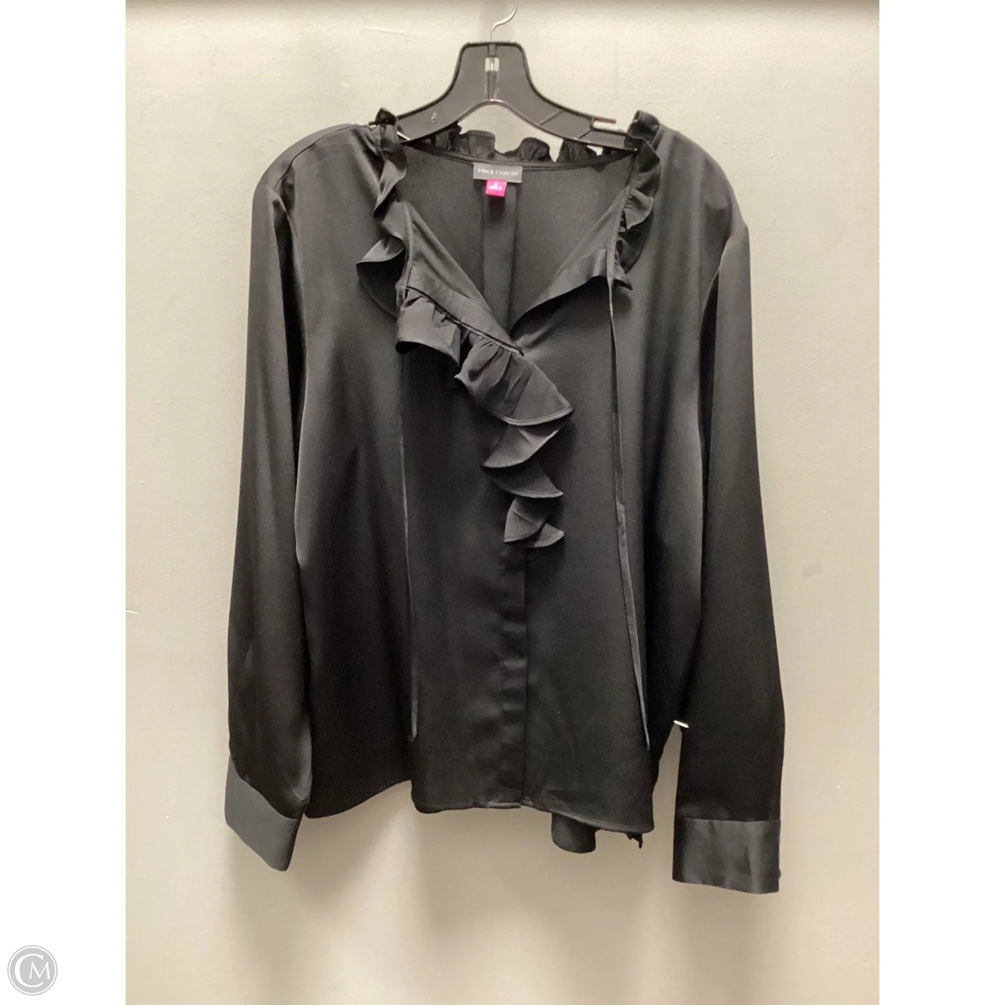 Blouse Long Sleeve By Vince Camuto In Black, Size: Xl