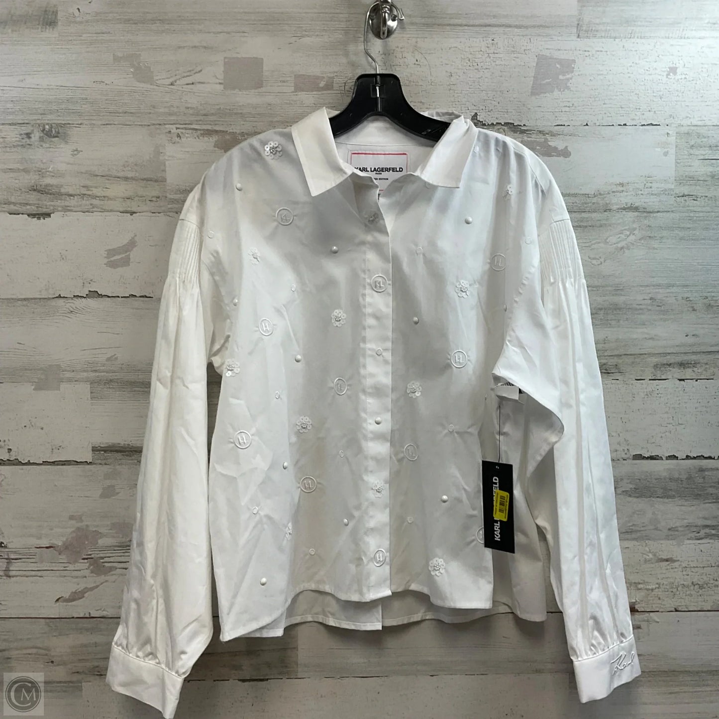 Blouse Designer By Karl Lagerfeld In White, Size: M