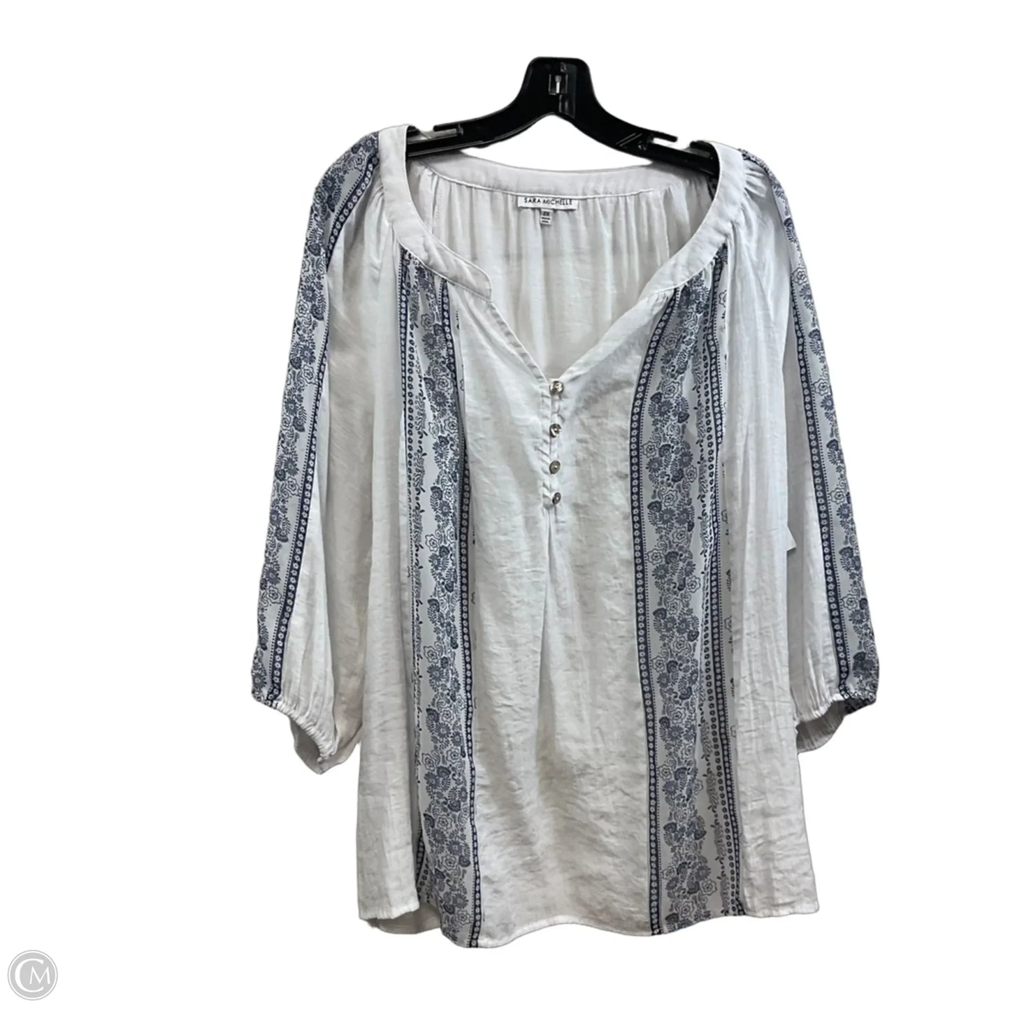 Blouse 3/4 Sleeve By Sara Michelle In White, Size: 2x