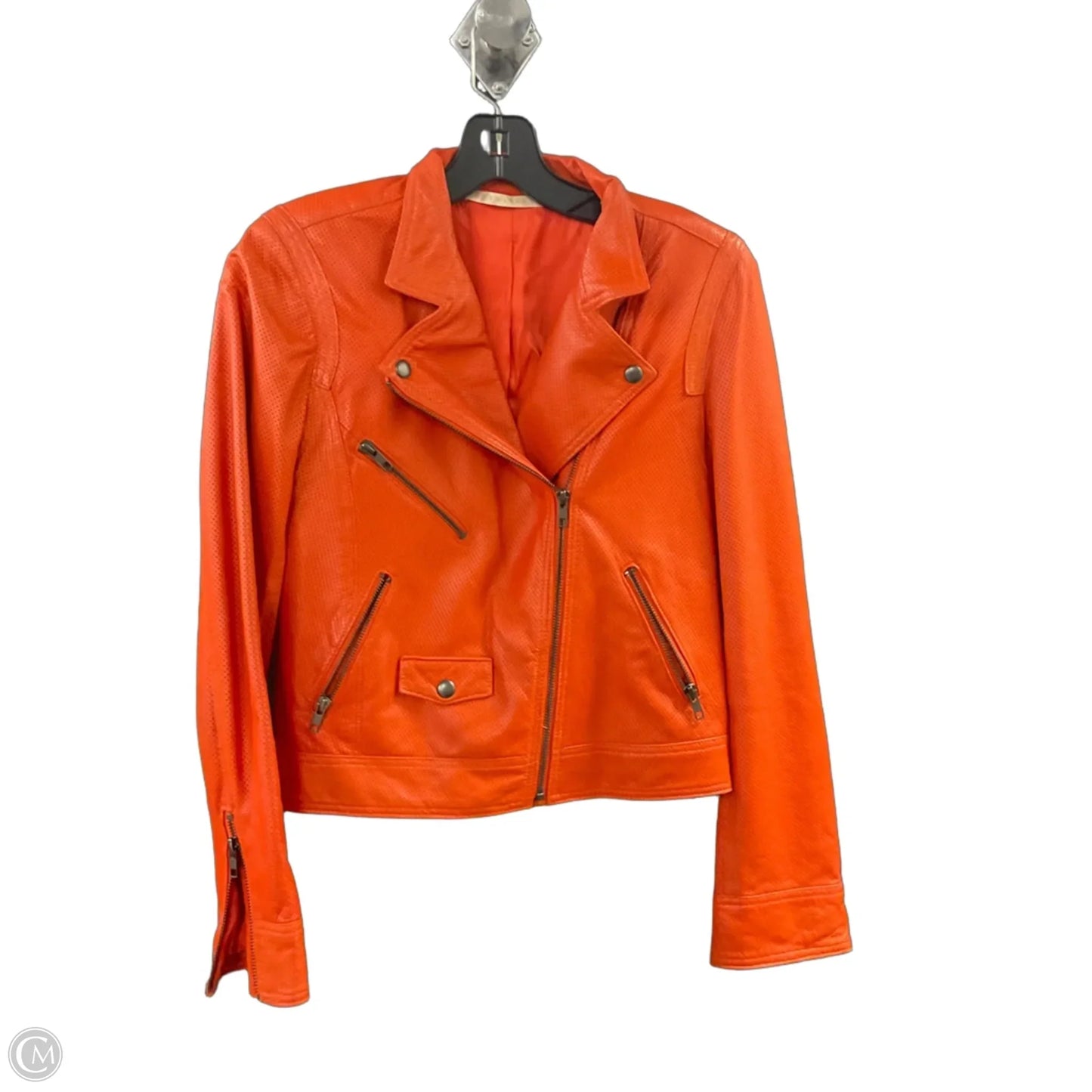 Jacket Moto Leather By TRUTHANDPRIDE In Orange, Size: S