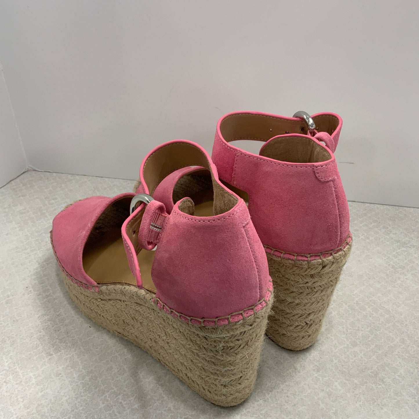 Pink Sandals Heels Wedge Marc Fisher, Size 8.5