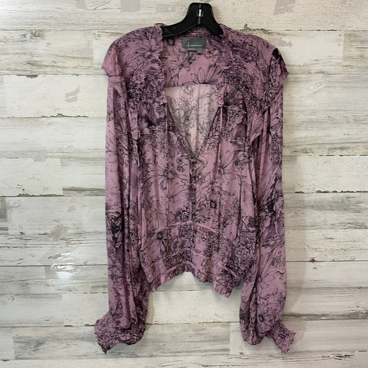 Blouse Long Sleeve By Anthropologie In Purple, Size: L