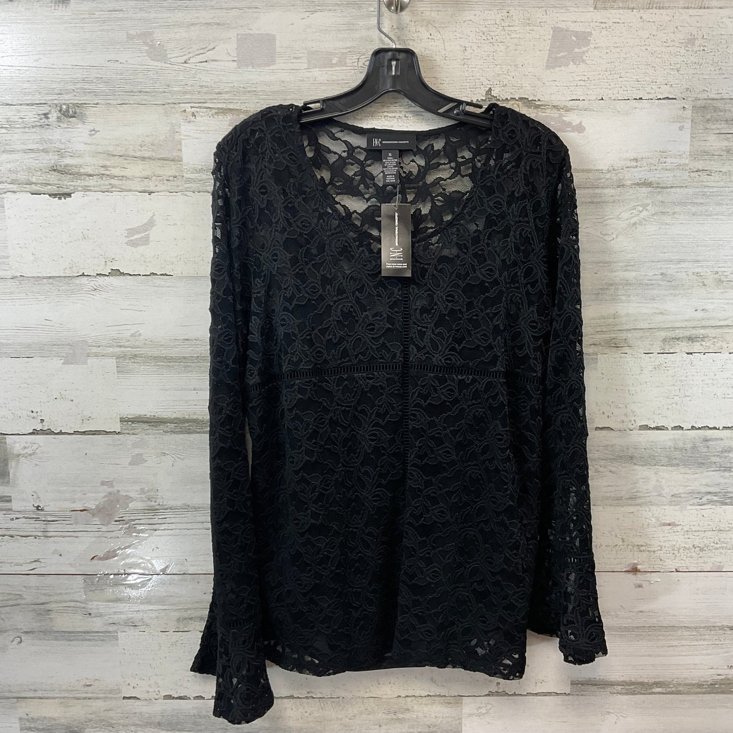 Top Long Sleeve By Inc In Black, Size: Xl