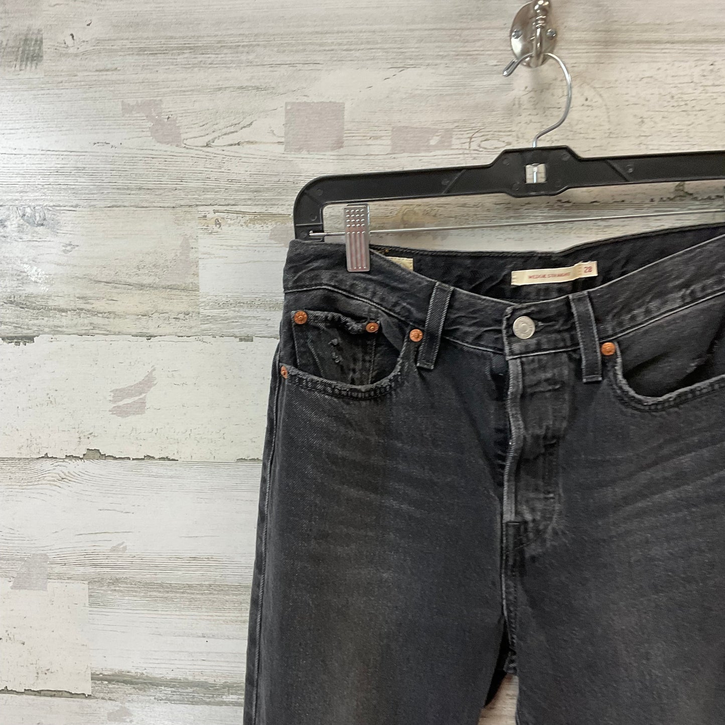 Jeans Straight By Levis In Black Denim, Size: 6