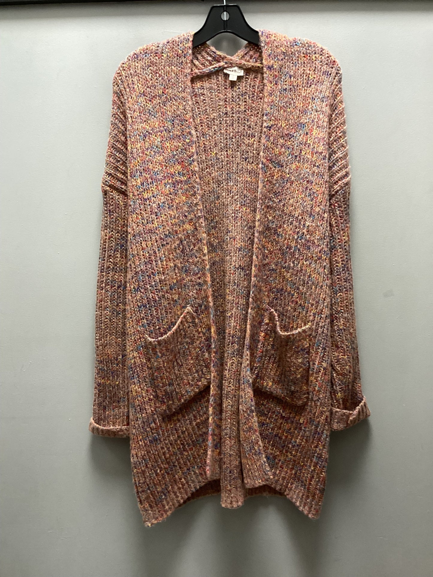 Sweater Cardigan By Hem & Thread In Orange, Size: L