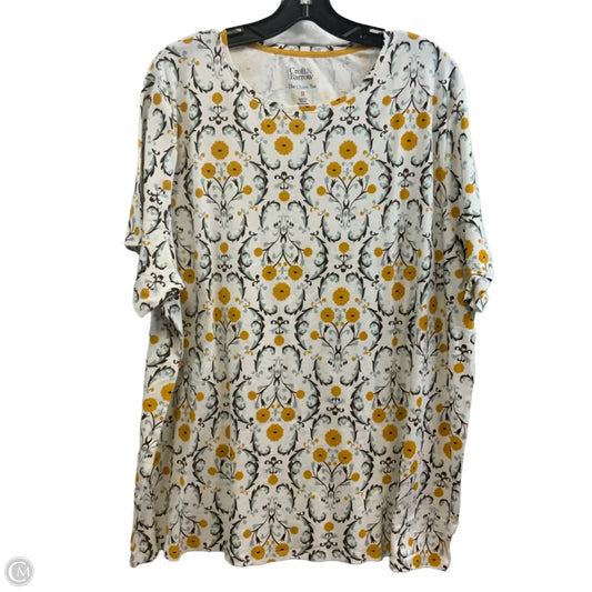 Top Short Sleeve By Croft And Barrow In Cream & Yellow, Size: 3x