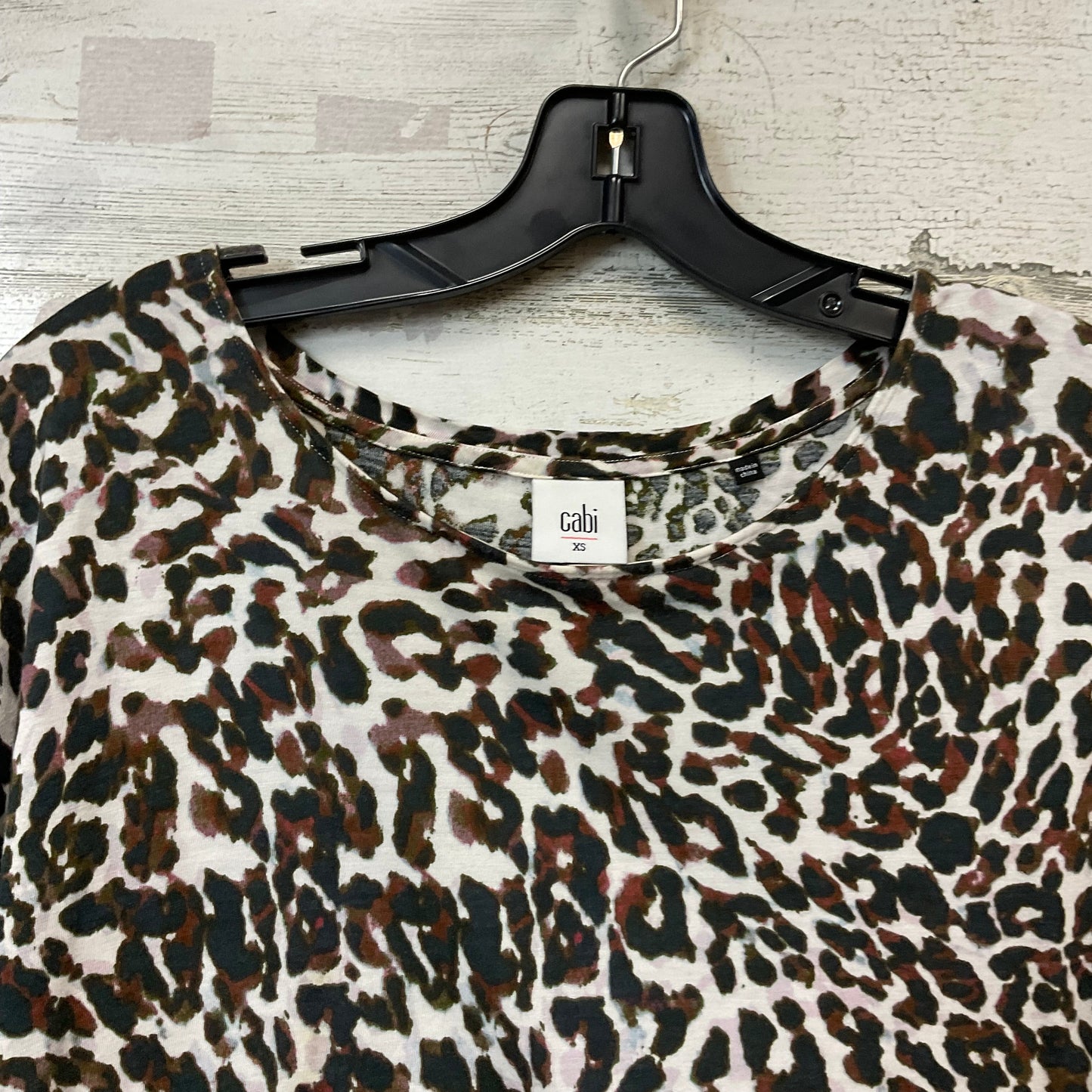 Top Short Sleeve By Cabi In Animal Print, Size: Xs