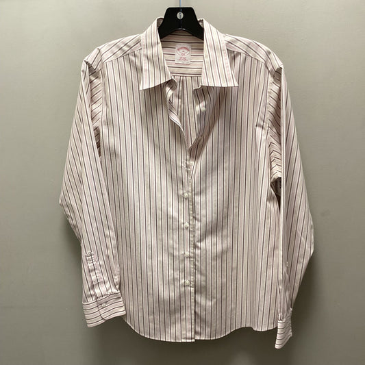 Blouse Long Sleeve By Brooks Brothers In Pink, Size: L