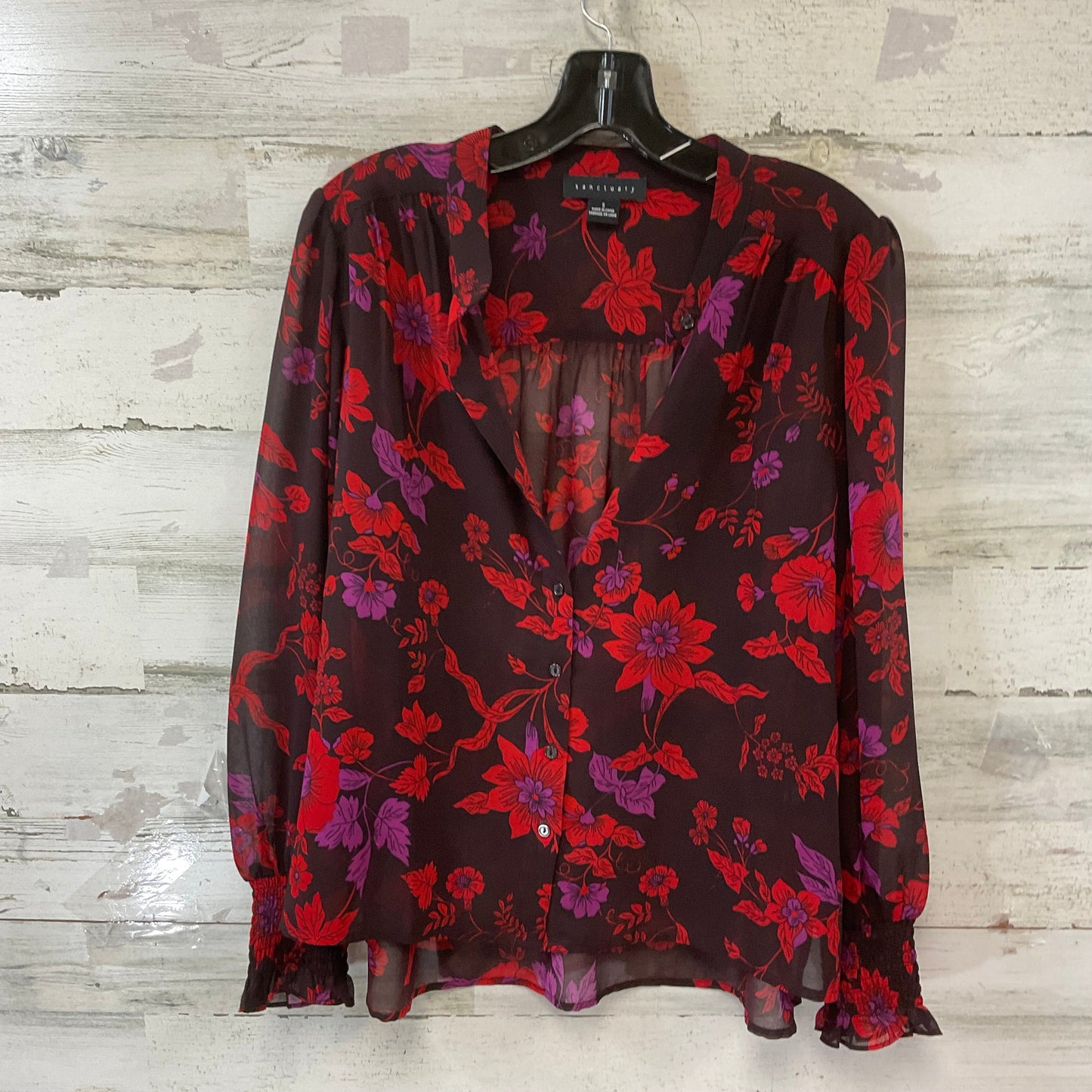 Blouse Long Sleeve By Sanctuary In Red, Size: S