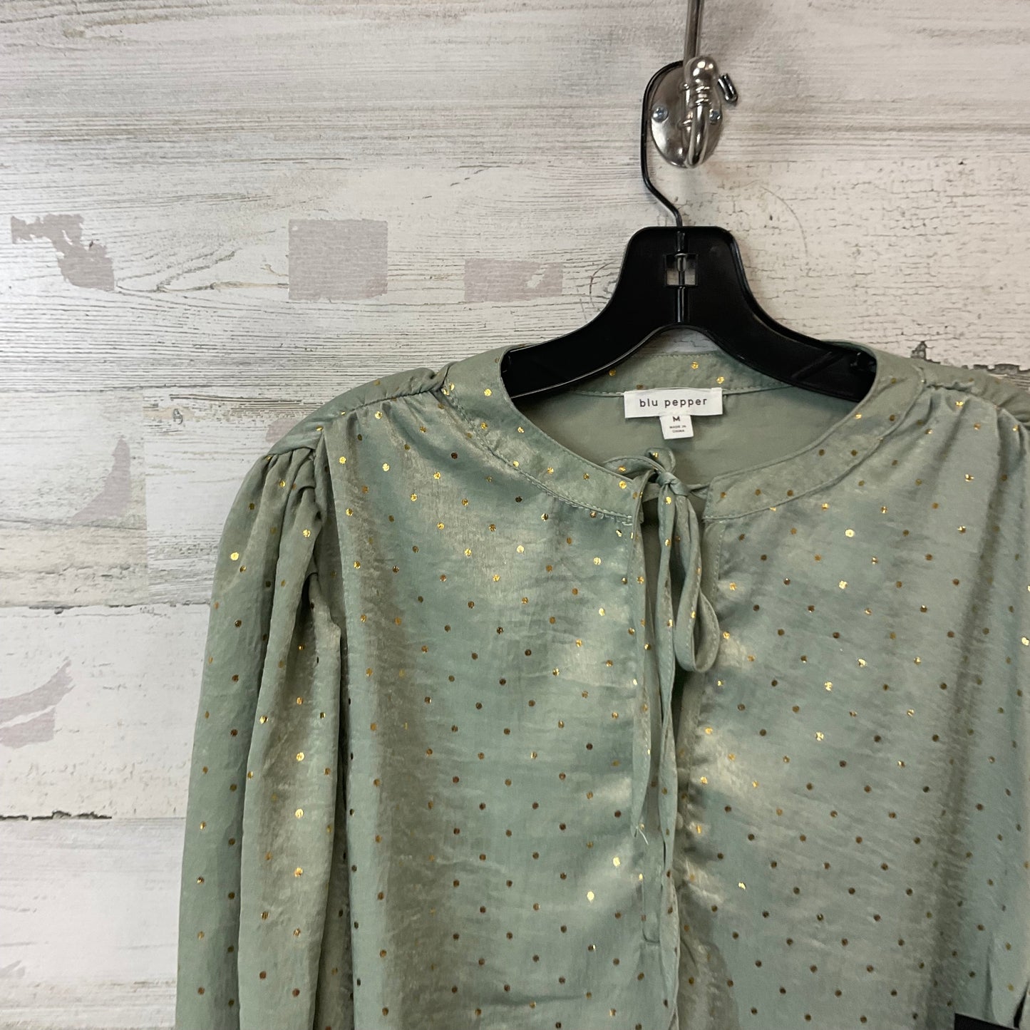 Blouse Long Sleeve By Blu Pepper In Grey, Size: M