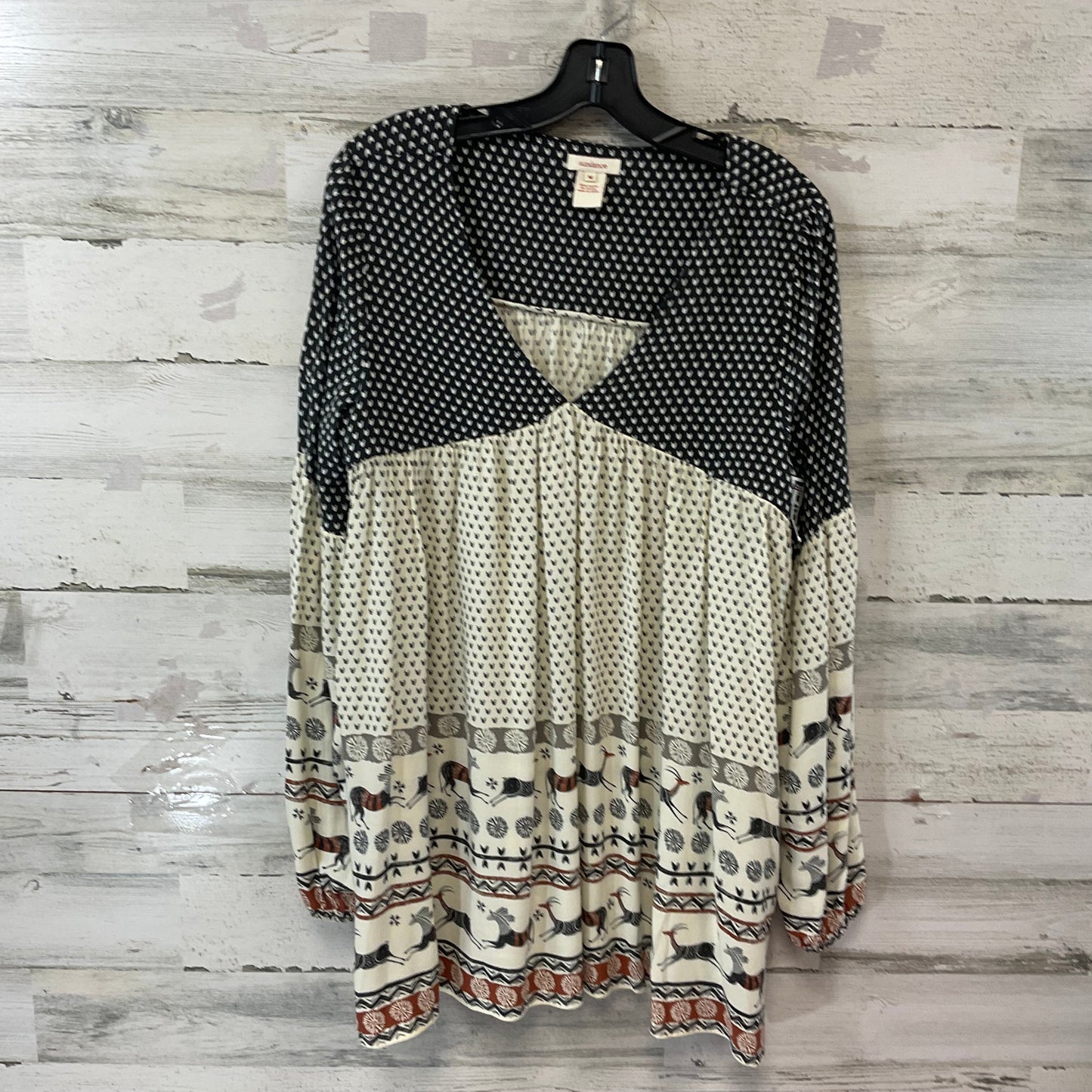 Top Long Sleeve By Sundance In Cream & Grey, Size: M