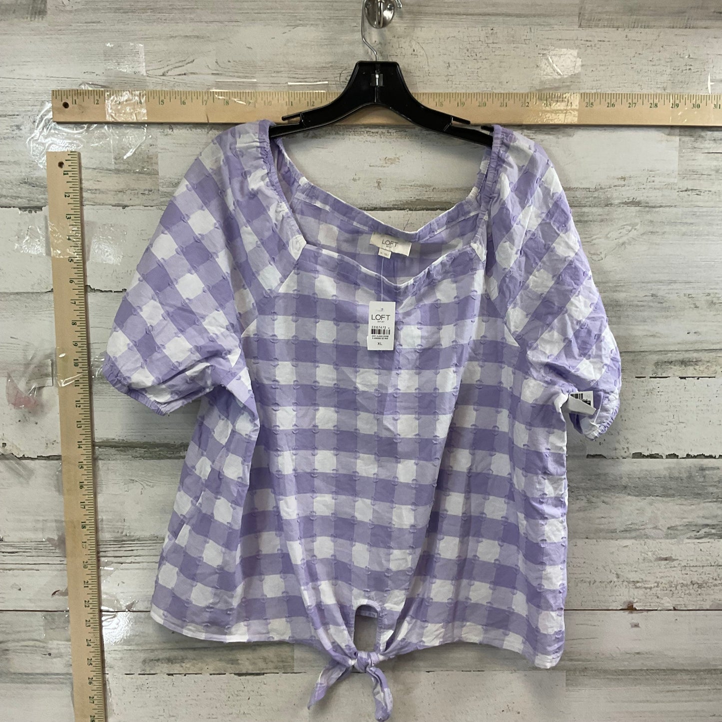 Purple & White Top Short Sleeve Loft, Size Xl