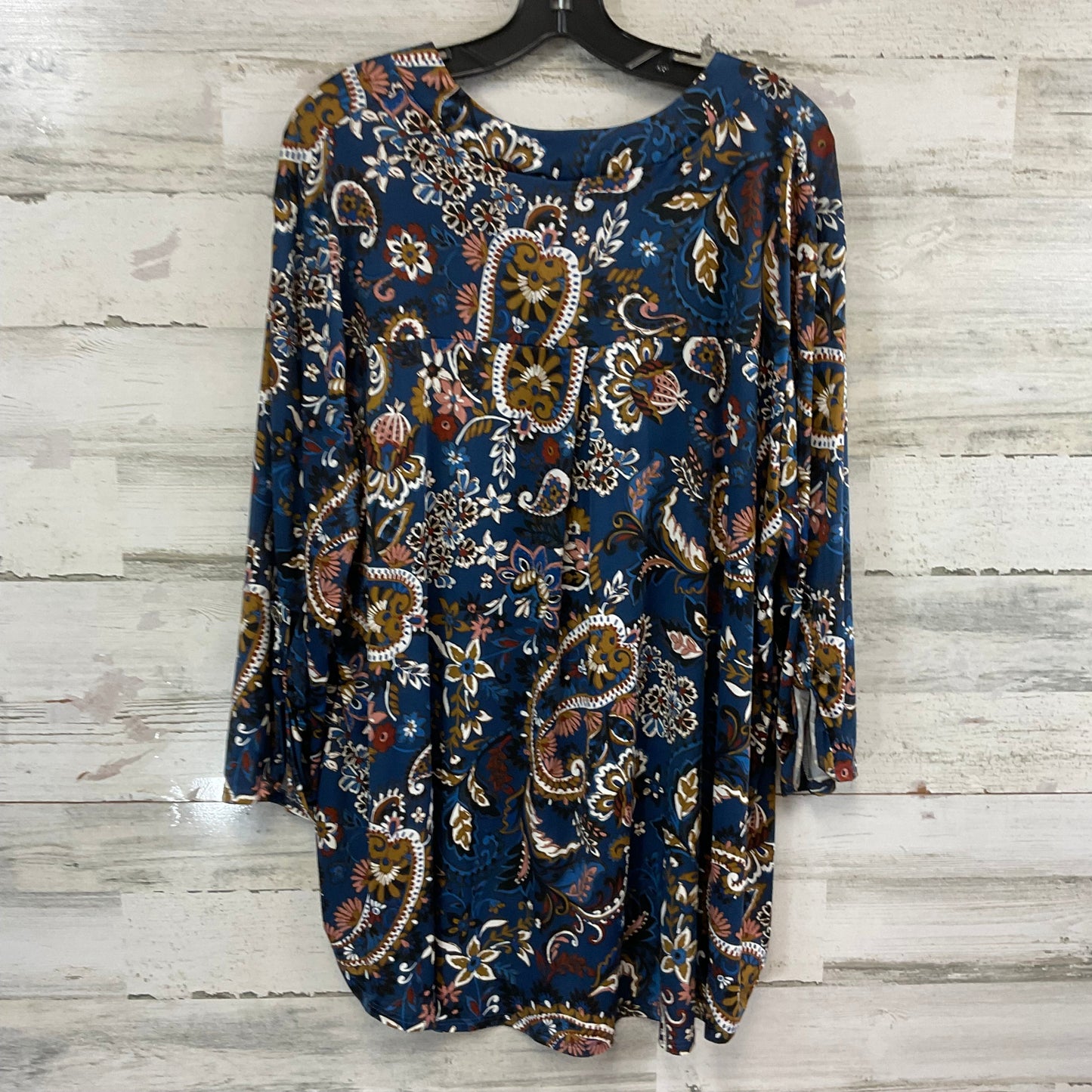 Top Long Sleeve By White Birch In Blue & Tan, Size: 3x