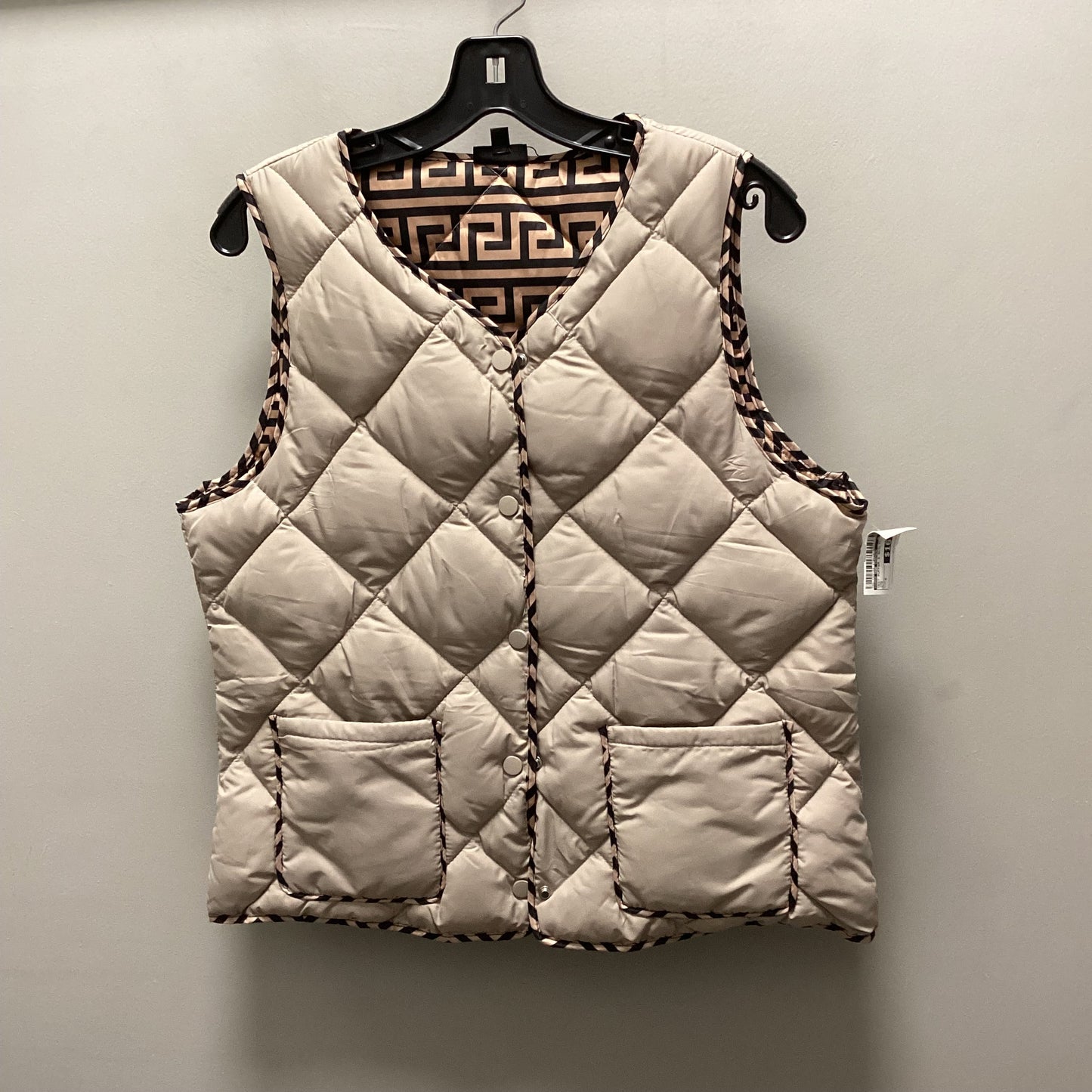 Vest Puffer & Quilted By Coco And Carmen In Tan, Size: S