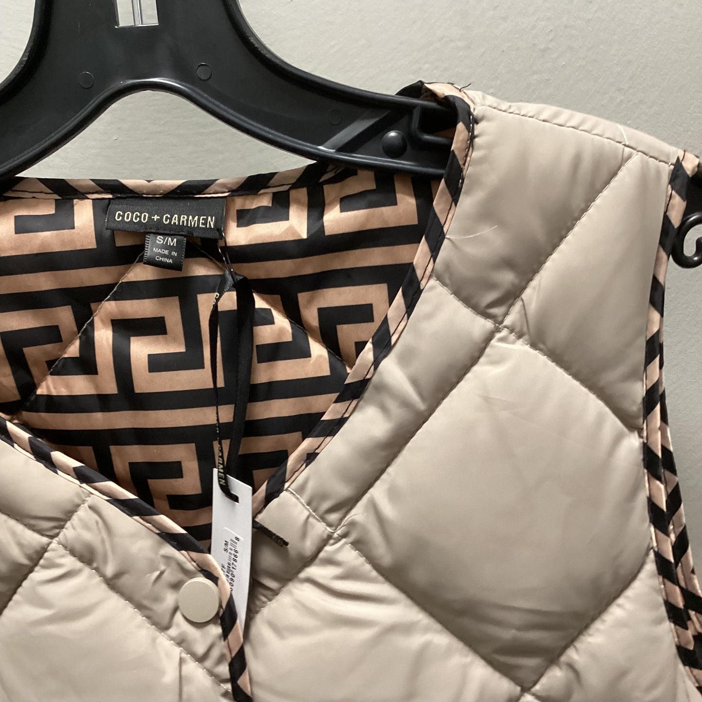 Vest Puffer & Quilted By Coco And Carmen In Tan, Size: S