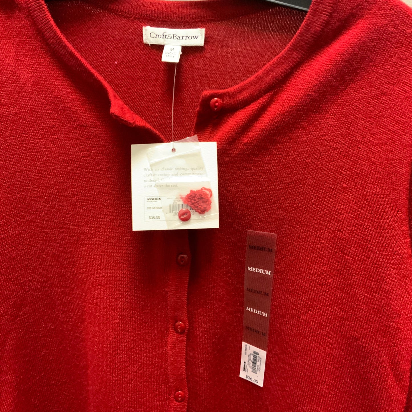 Cardigan By Croft And Barrow In Red, Size: M